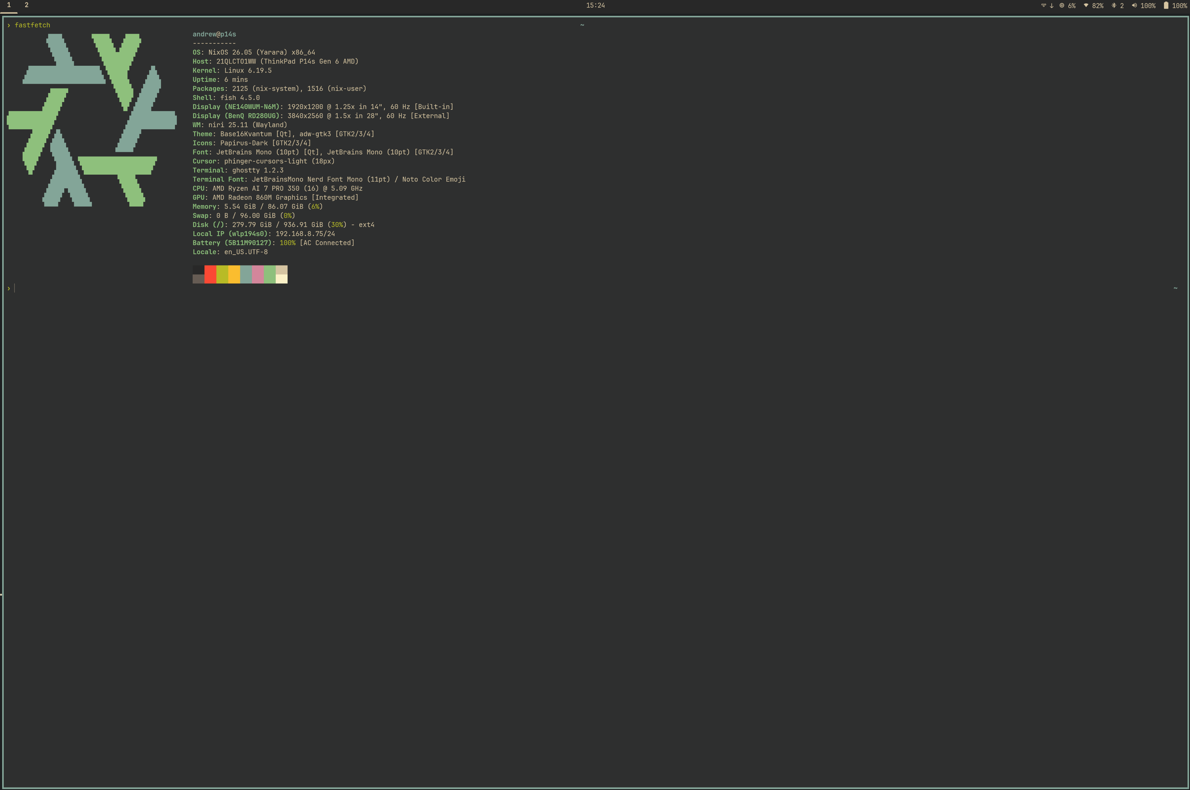 System specs via fastfetch